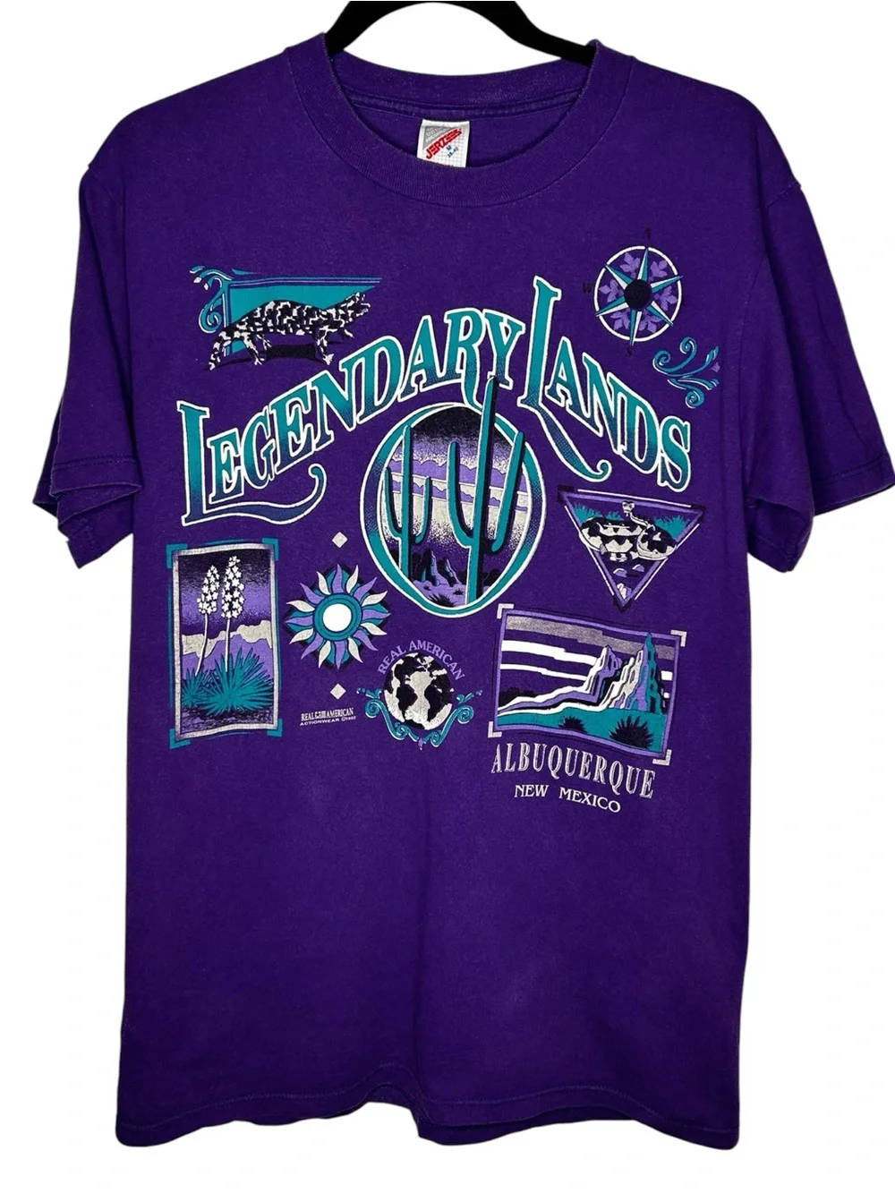 Vintage 1992 Jerzees Legendary Lands Albuquerque T Shirt M Purple Southwestern
